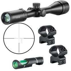 Hawke Optics Vantage IR Scope 4-12×40 AO Rimfire .17 HMR 14241 Combo W/Level & Mounts (14241+64101+22113)