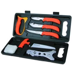 Outdoor Edge WildPak Hunting Field Dressing Kit, Complete 8-Piece Knife Portable Butcher Game Processor Set WP-2
