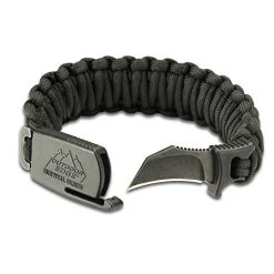 Outdoor Edge ParaClaw Paracord Survival Bracelet Large With 1.5 Inch Knife Blade Black PCK-90C