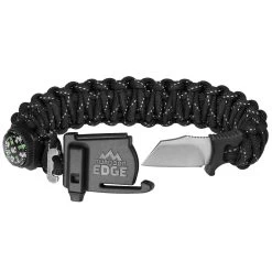 Outdoor Edge ParaSpark™ Paracord Survival Bracelet Large With 1.3 Inch Knife Blade Black PSK-90C