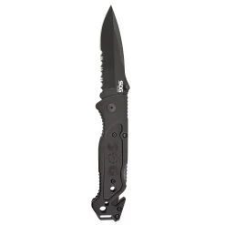 SOG Knives ESCAPE CLIP POINT BLACK SERRATED Pocket Knife SOG-FF25-CP